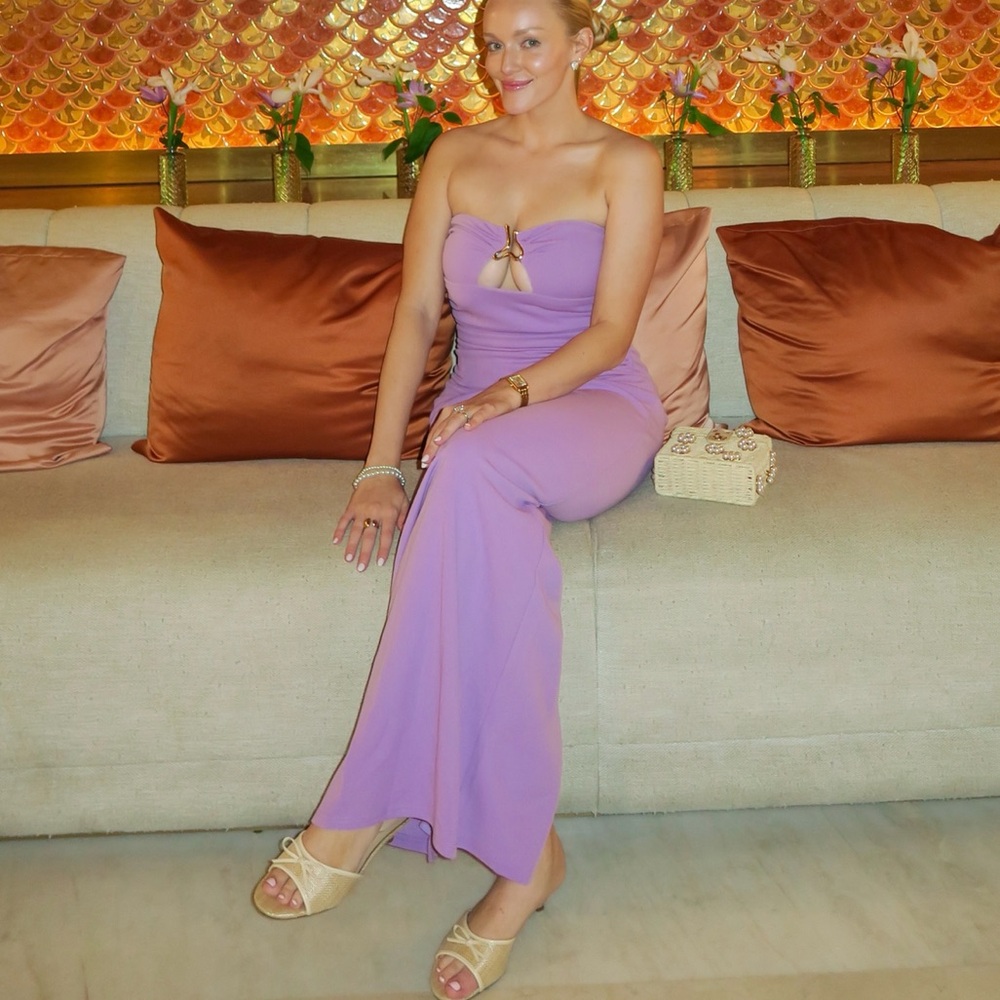 Purple Strapless Maxi Dress